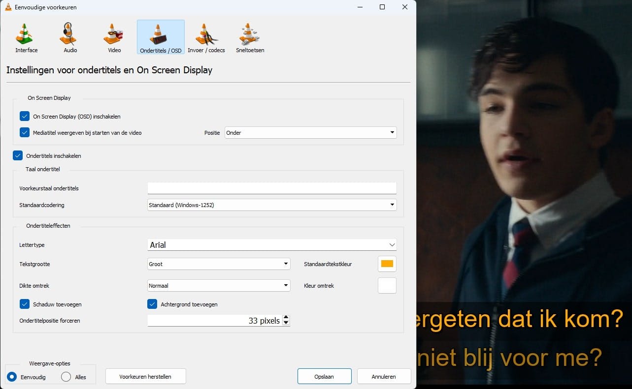 Je kunt de ondertitelweergave ook in VLC zelf aanpassen.