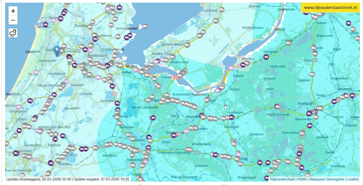 Code geel en oranje wegens ijzel: zo check je of jouw route al gestrooid is