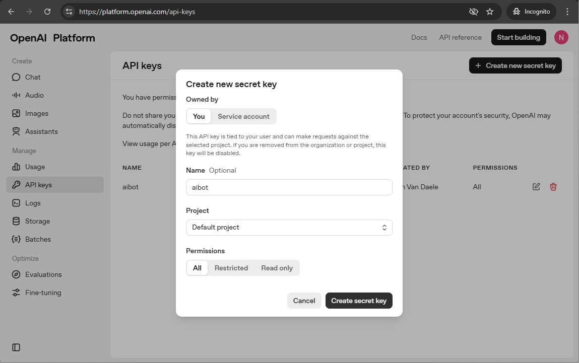 Je hebt een sleutel nodig om de API te kunnen gebruiken.