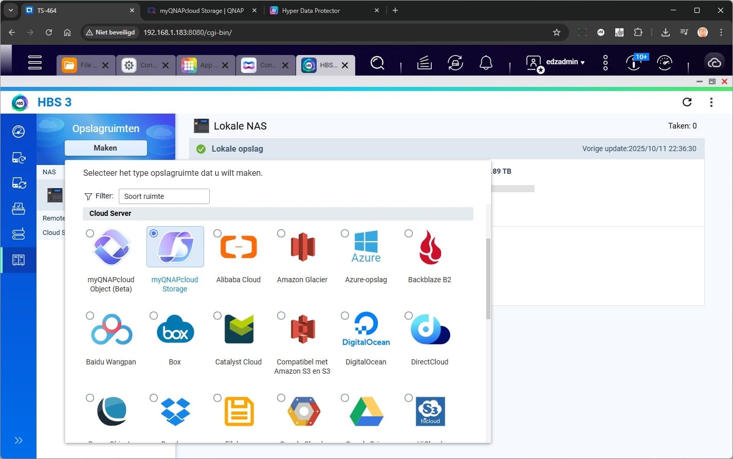 QNAP Hybrid Backup Sync ondersteunt een veelheid aan cloudopslagdiensten om mee te synchroniseren of data te back-uppen.