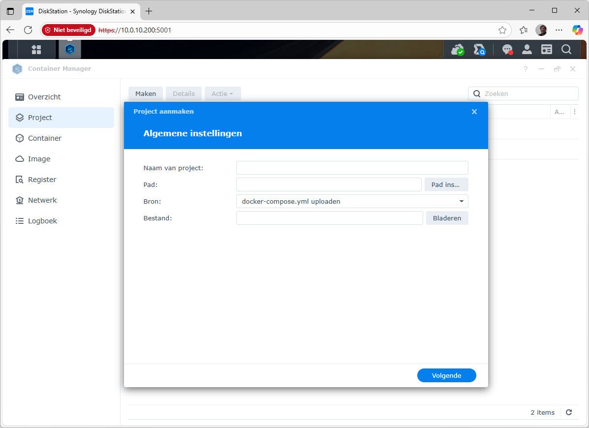 Begin met het maken van een nieuw project.