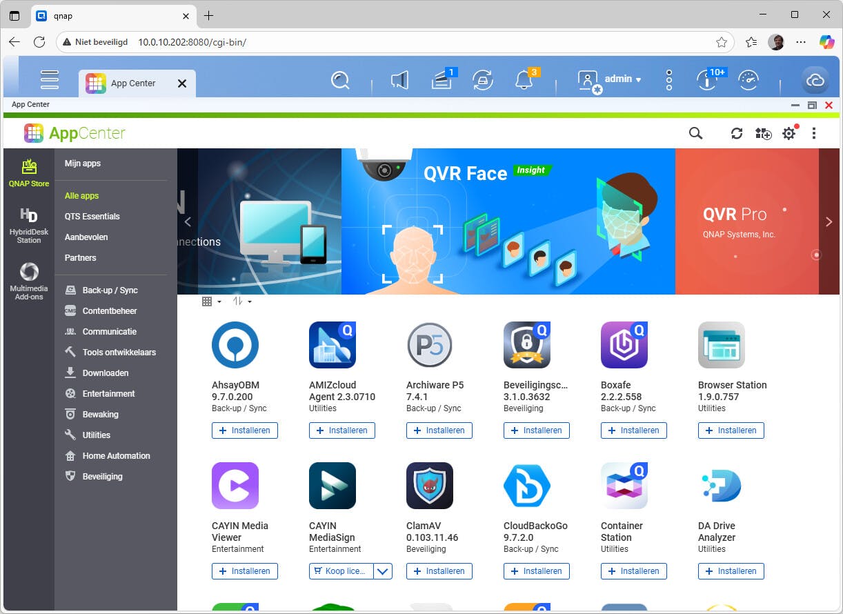 Installeer de toepassing via de downloadtool van je NAS.