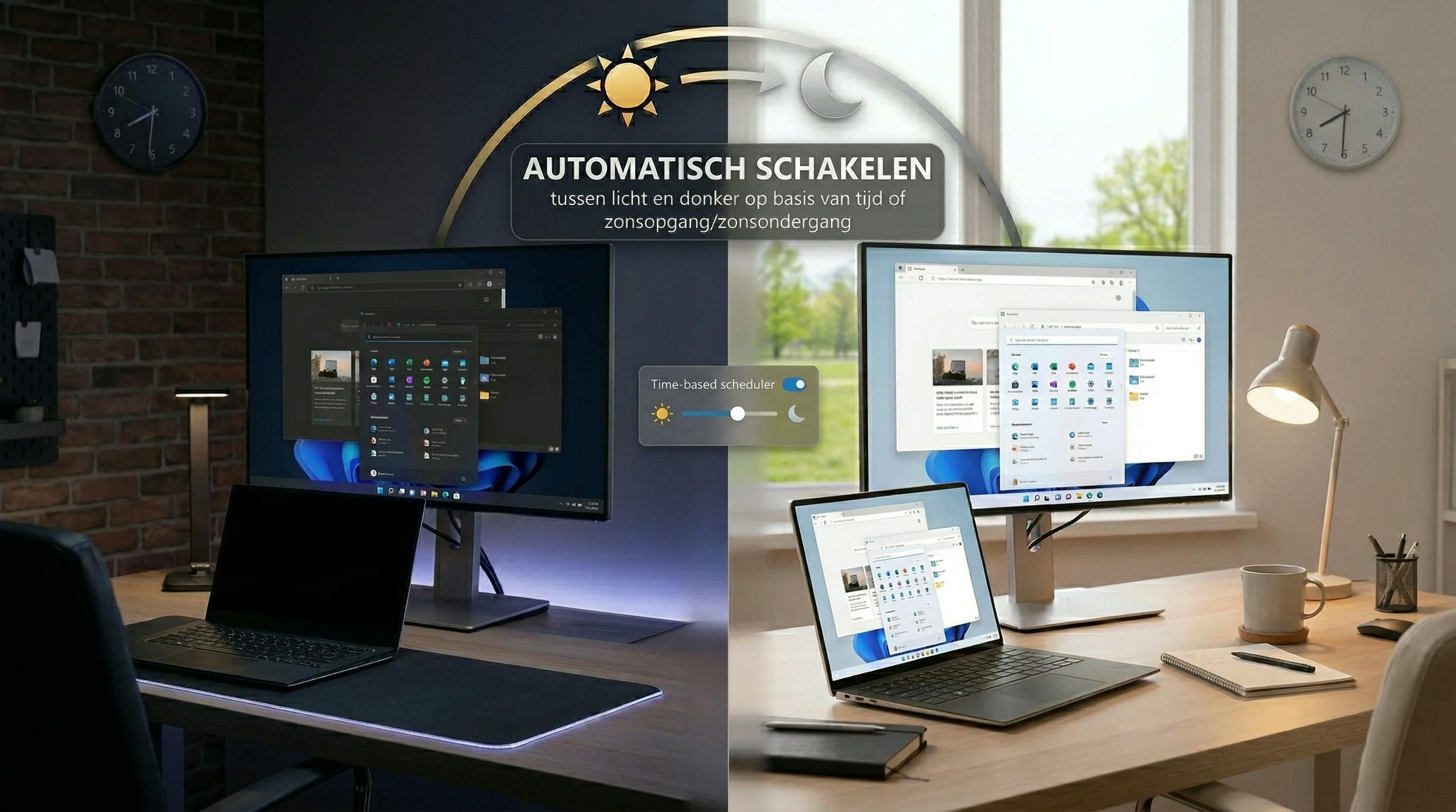 Zo laat je Windows automatisch wisselen tussen licht en donker