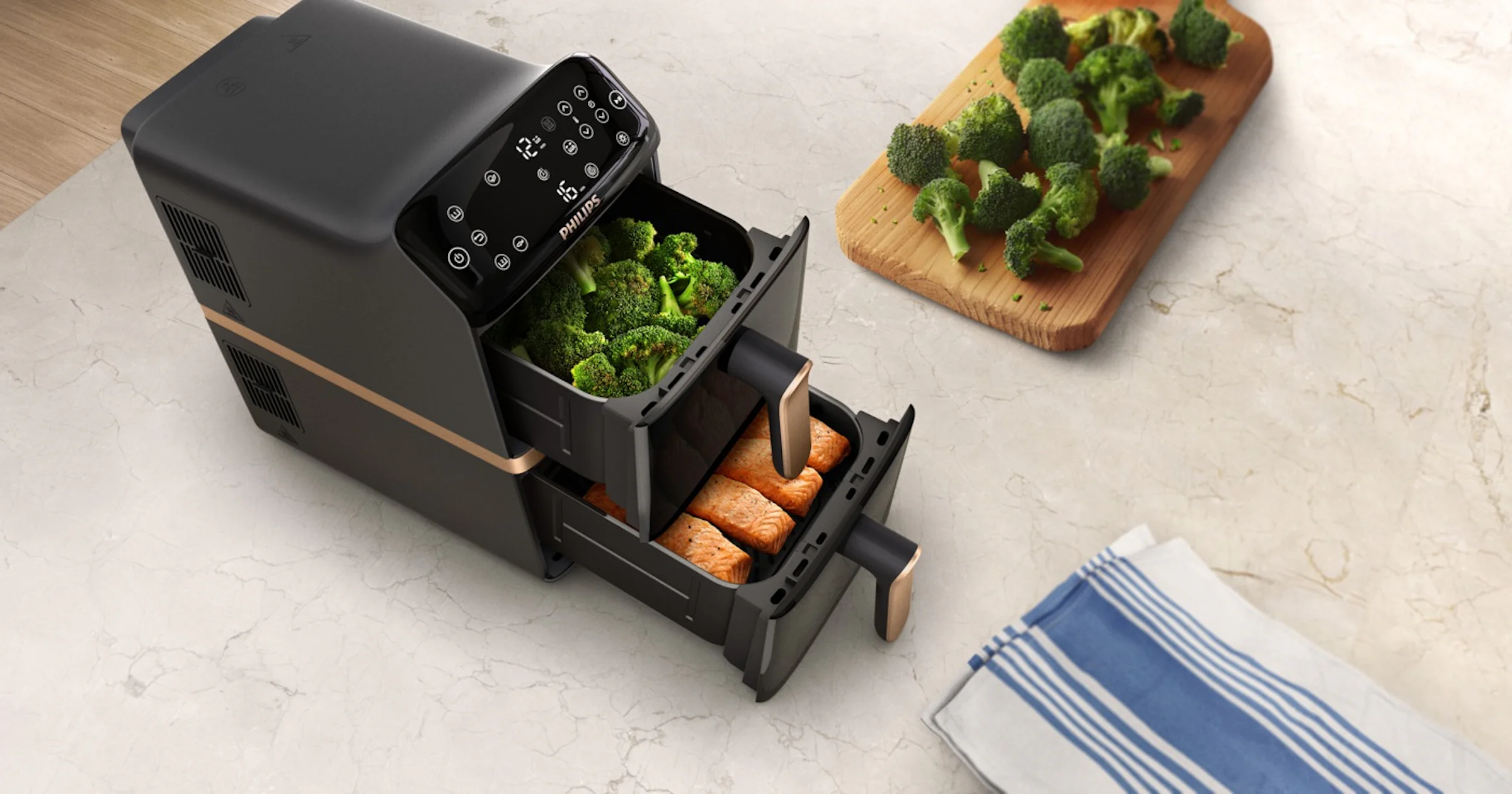 Review Philips Airfryer Dual Stacked 4000 - Gebruiksvriendelijk maar niet erg snel