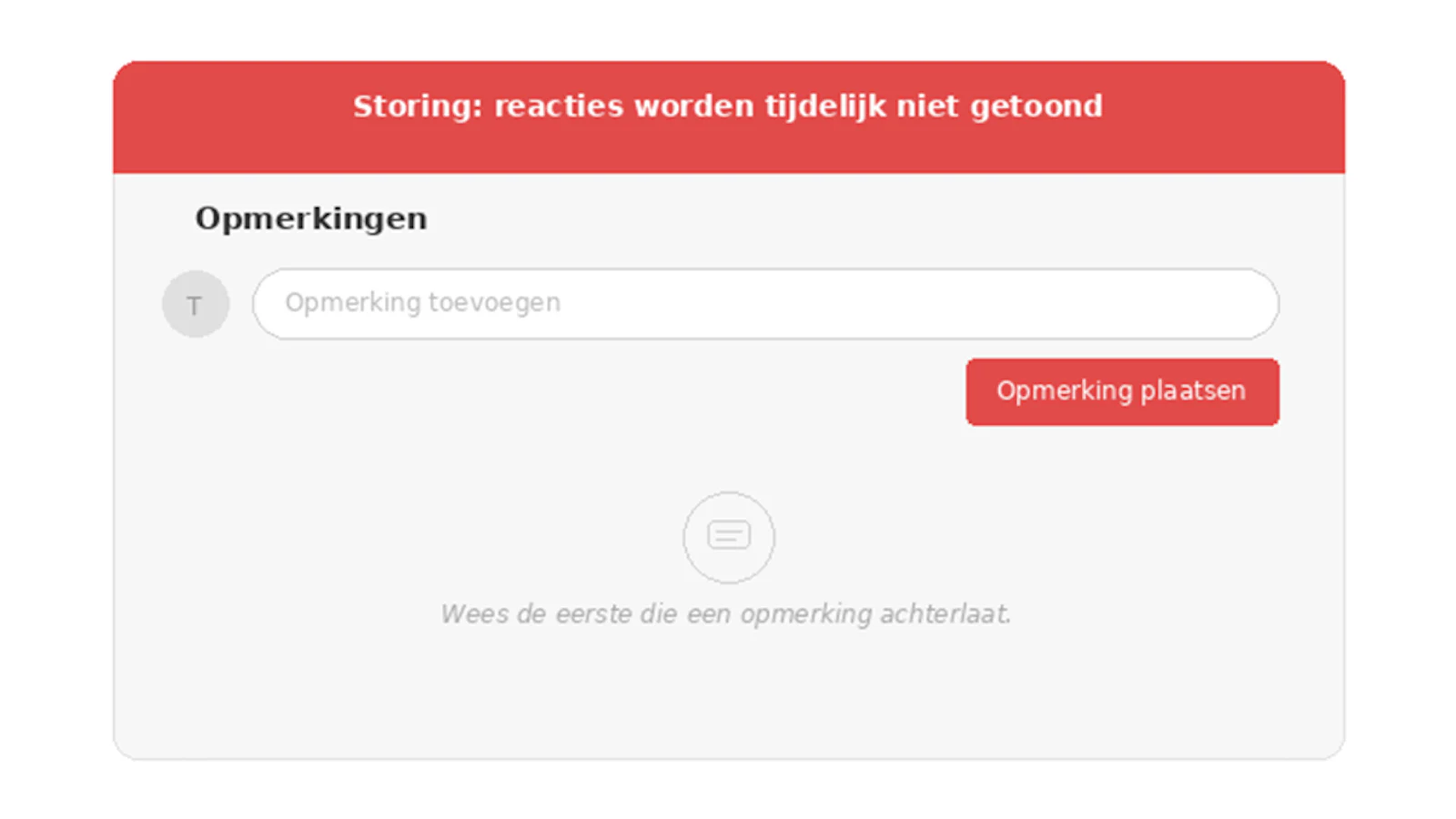 Storing in het tonen van reacties