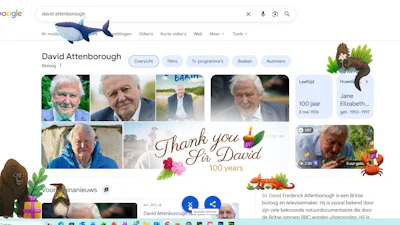 Google zet Sir David Attenborough in de bloemetjes voor zijn 100e verjaardag