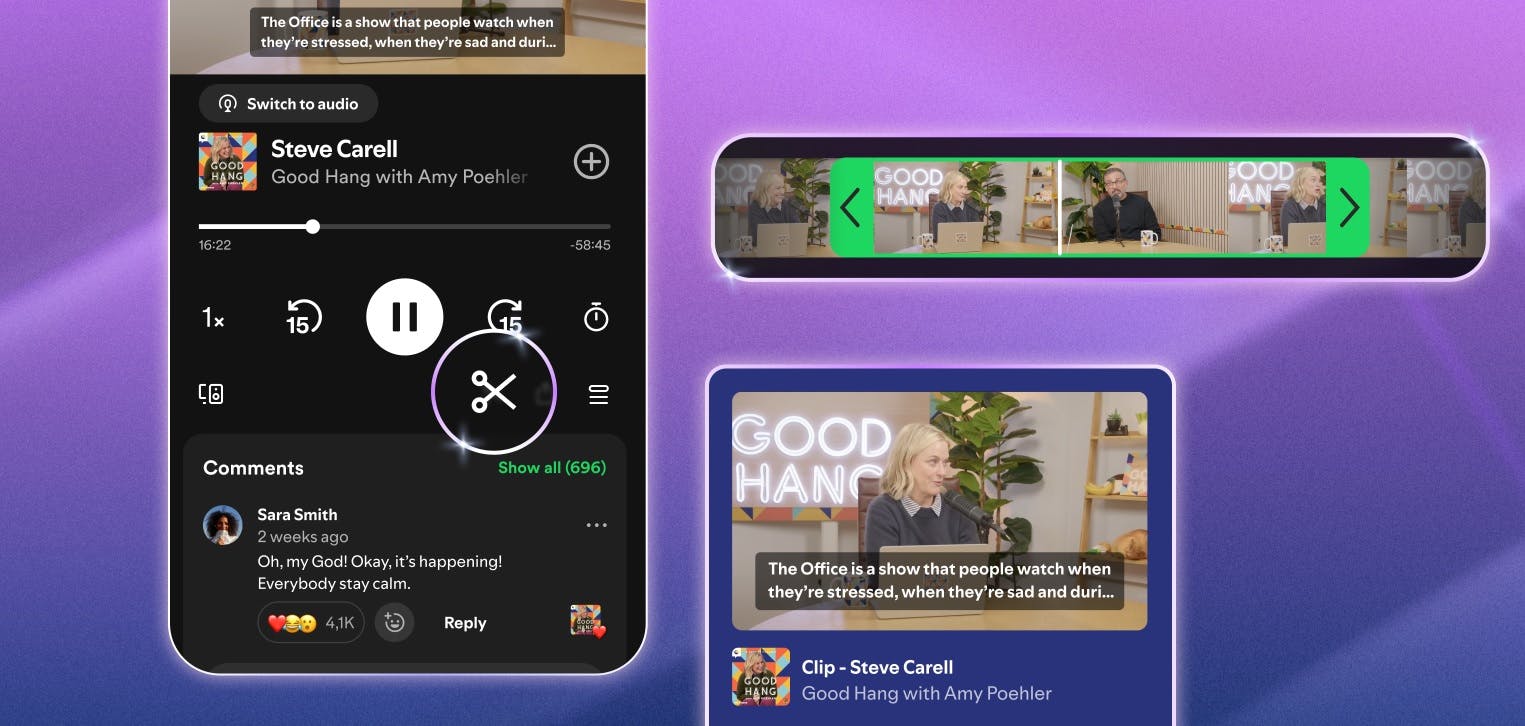 Spotify-leden kunnen fragmenten van podcasts opslaan en delen