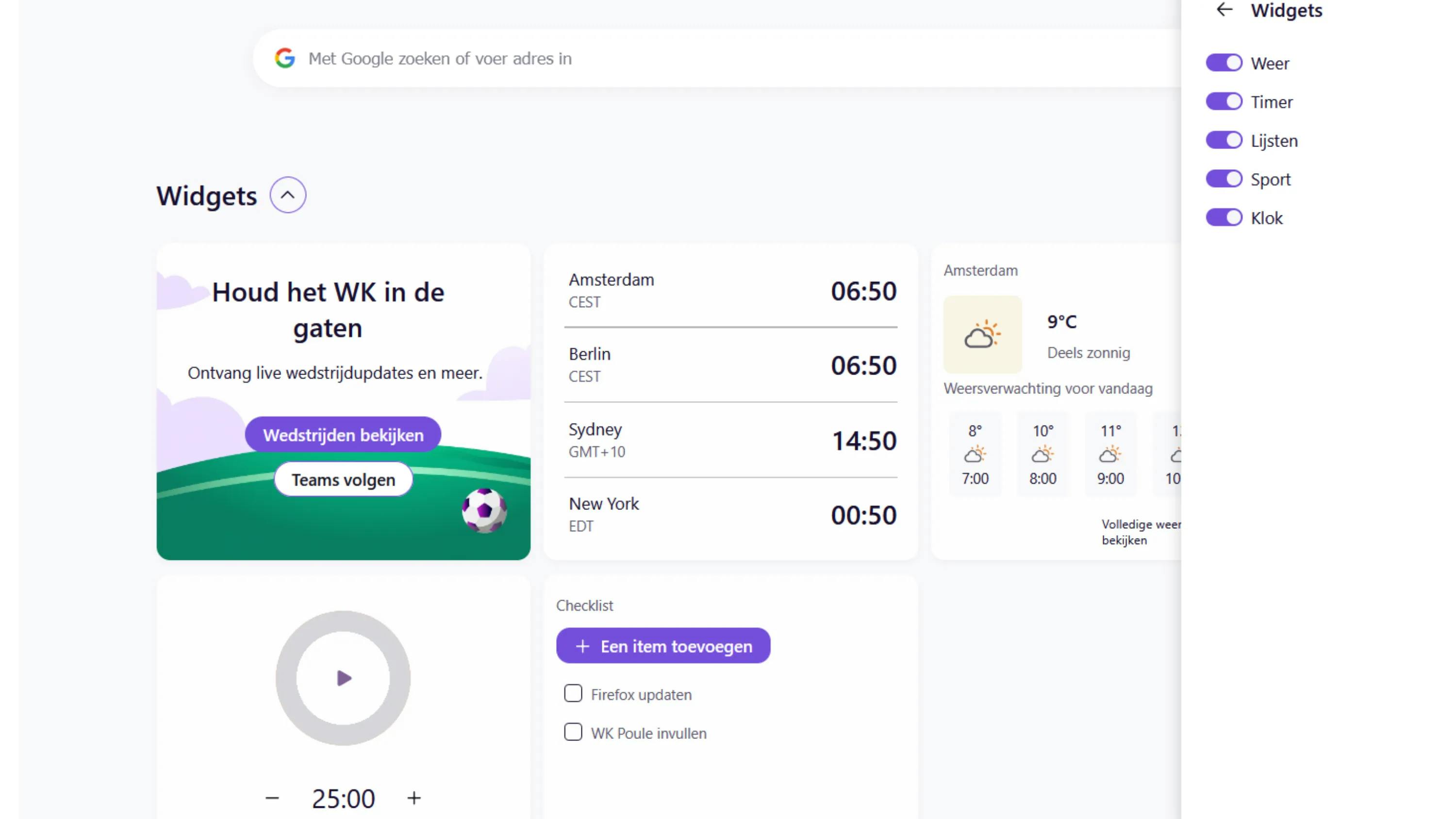 Nieuw in Firefox: weer, takenlijstjes en WK-scores op je startpagina