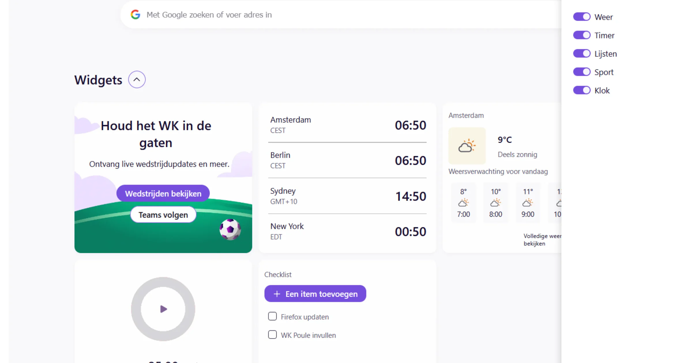 Nieuw in Firefox: weer, takenlijstjes en WK-scores op je startpagina
