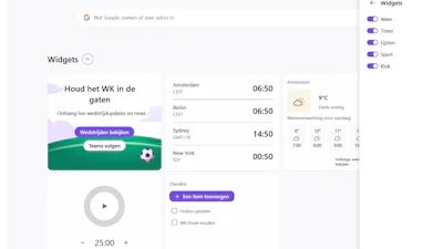 Nieuw in Firefox: weer, takenlijstjes en WK-scores op je startpagina