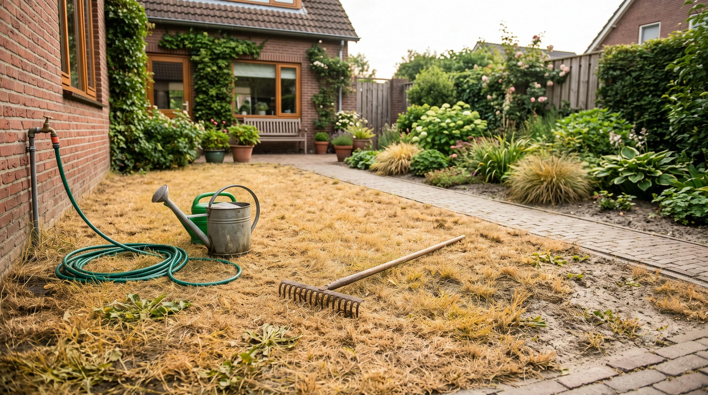 Gazon herstellen na droogte: zo krijg je geel en kaal gras weer groen