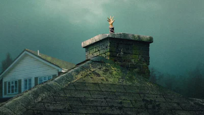 In dit reclamebord voor een nieuwe Netflix-film zit een levend persoon