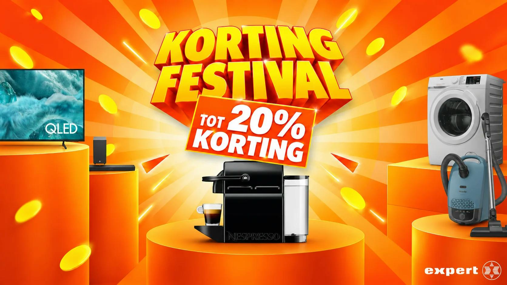 Expert Korting Festival 2026: tot 20% korting op tv's, audio en witgoed