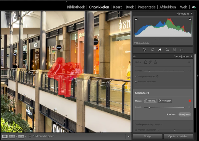 Toeristen wegwerken met AI in Lightroom of door stapelen in Affinity