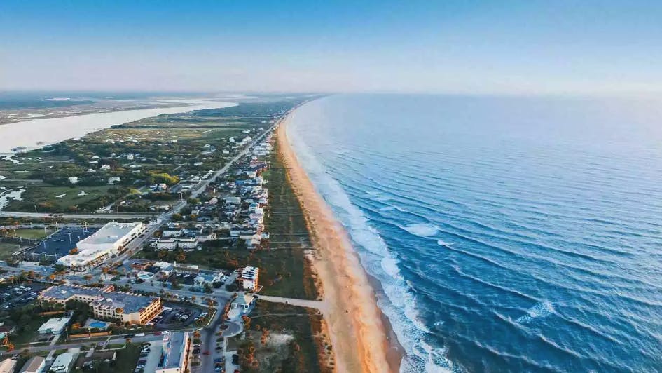 High shot of St. Augustine FL coast