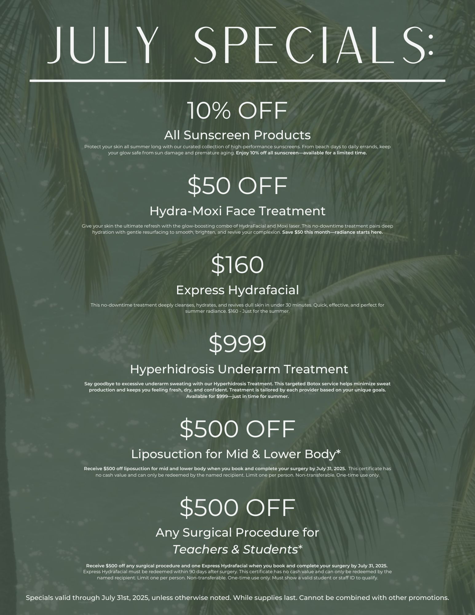 July Specials flyer