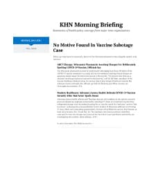 KHN Morning Briefing Summaries of Health Policy Coverage From Major News Organizations