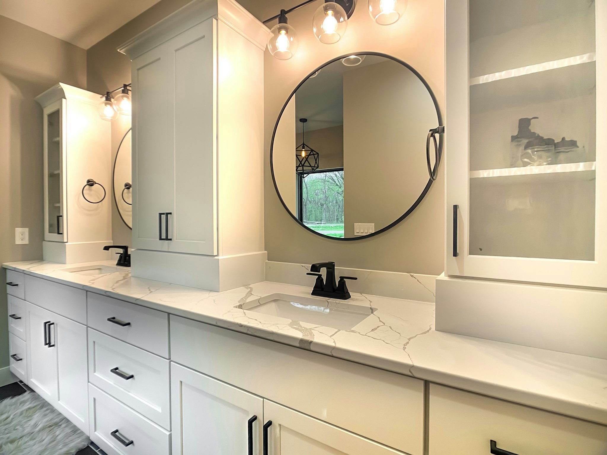 Bathrooms cabinets gallery photo featuring a Lexington, Maple, White Ice finished product.