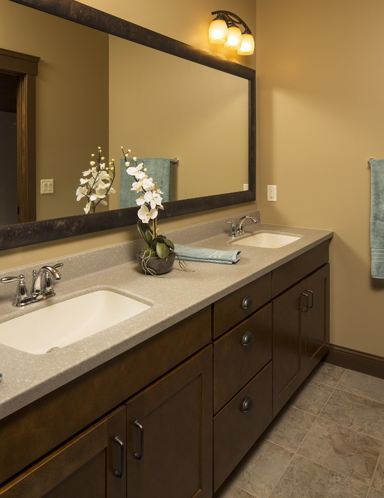 Bathrooms cabinets gallery photo featuring a Lincoln, Maple, Auburn finished product.