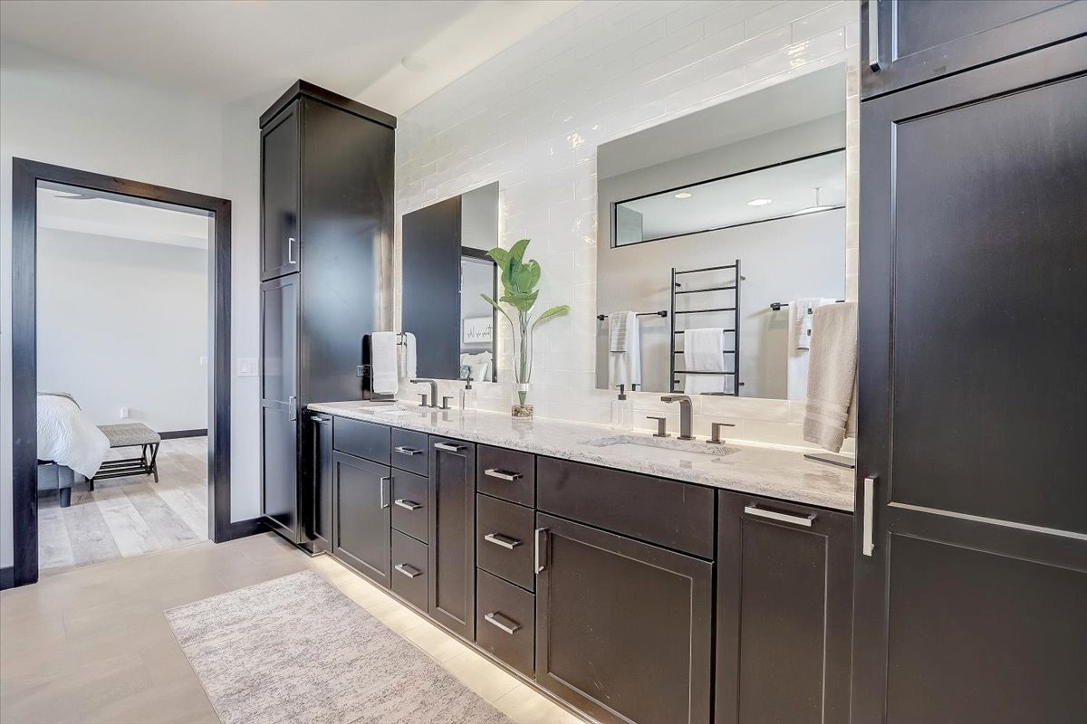 Bathrooms cabinets gallery photo featuring a Lexington, Maple, Java finished product.