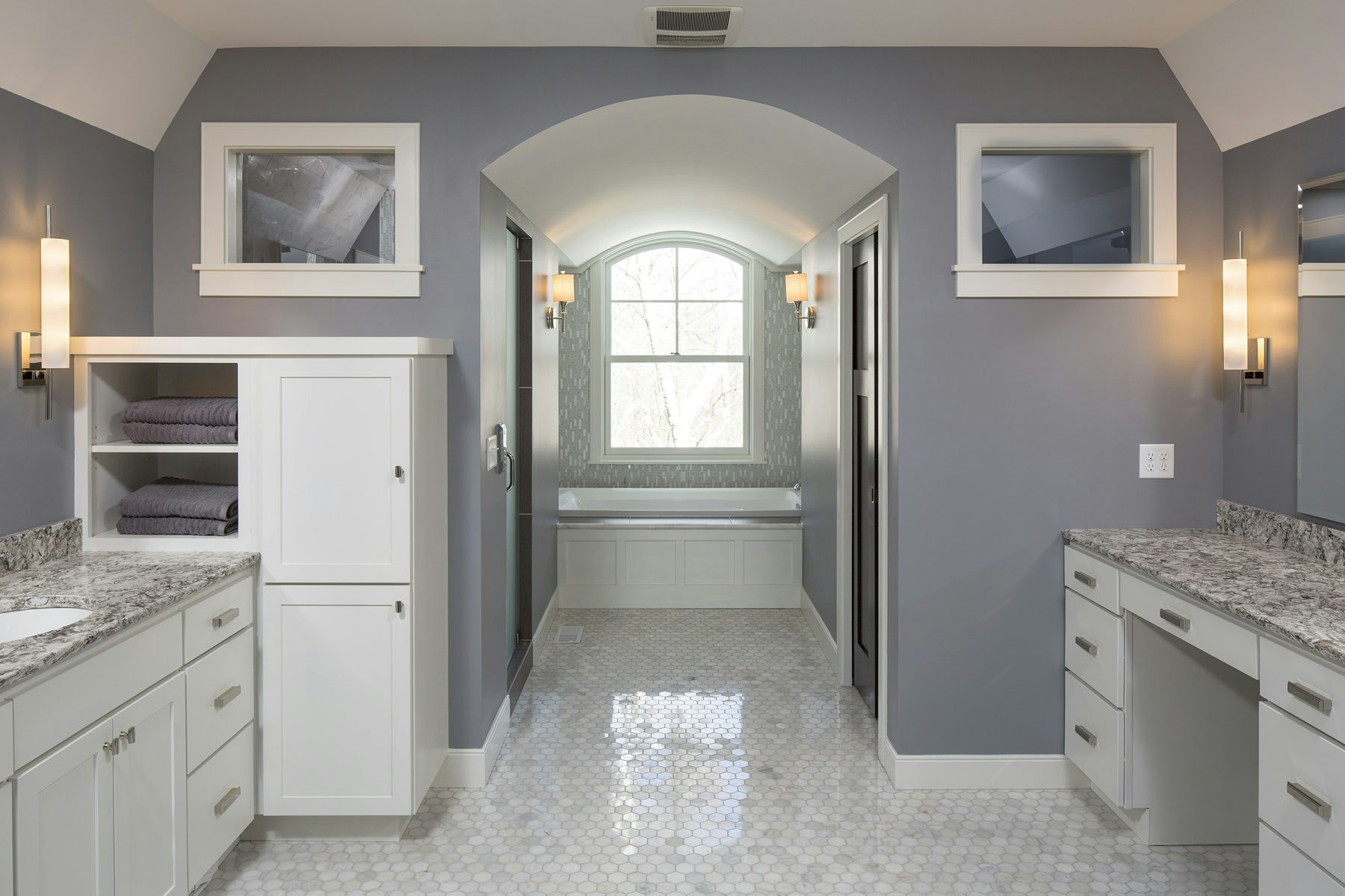 Bathrooms cabinets gallery photo featuring a Lexington, Maple, White Ice finished product.