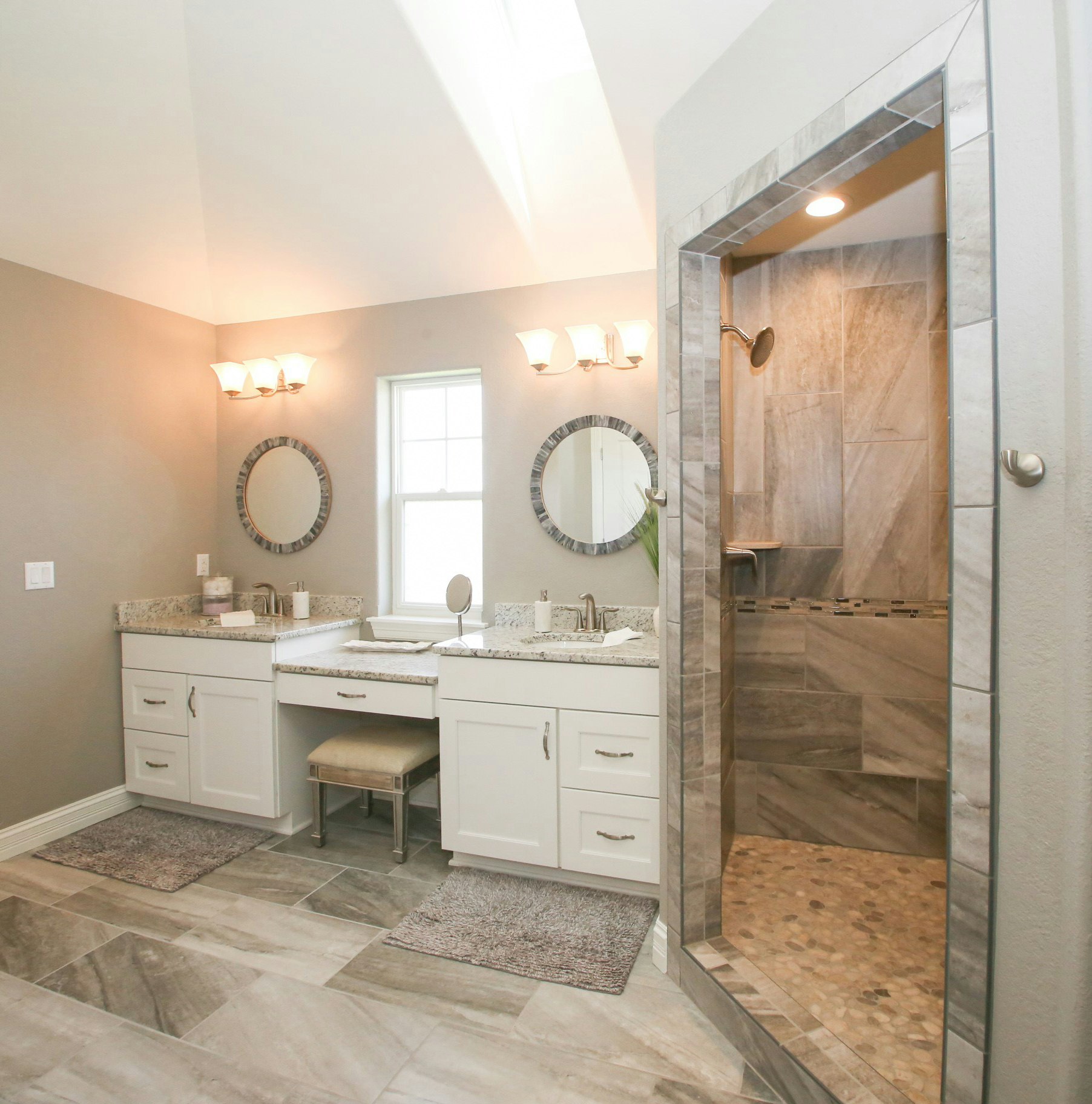 Bathrooms cabinets gallery photo featuring a Dawson, Maple, White Ice finished product.