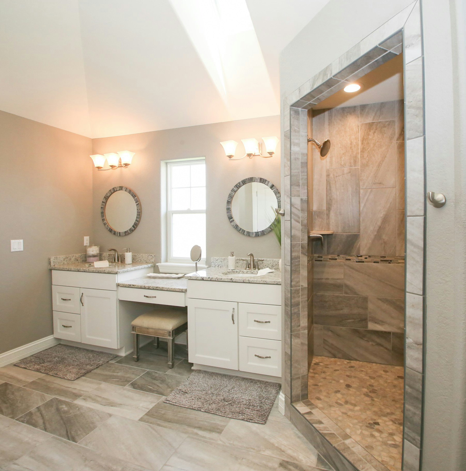 Bathrooms cabinets gallery photo featuring a Dawson, Maple, White Ice finished product.
