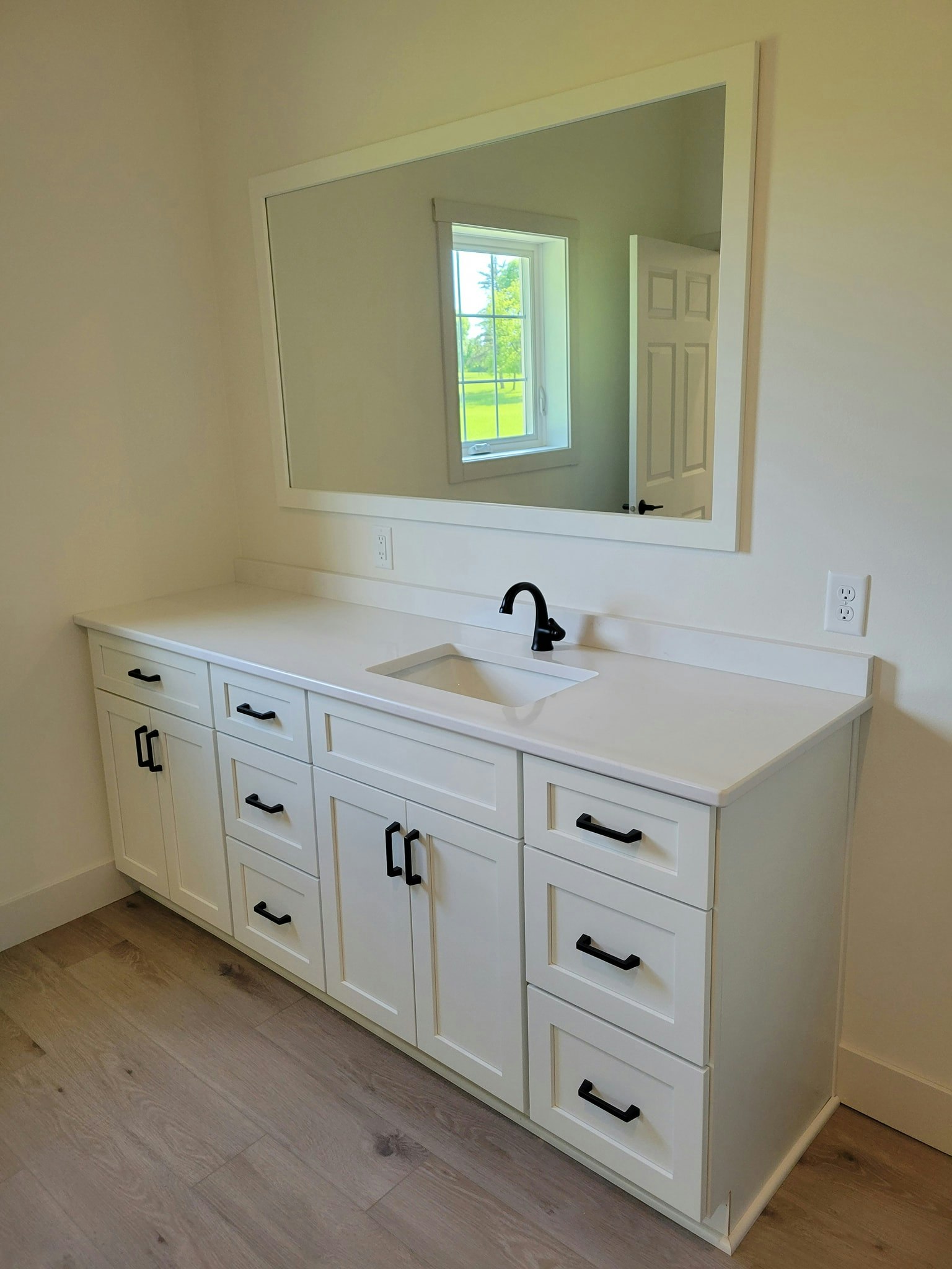 Bathrooms cabinets gallery photo featuring a Lancaster, Maple, White Ice finished product.