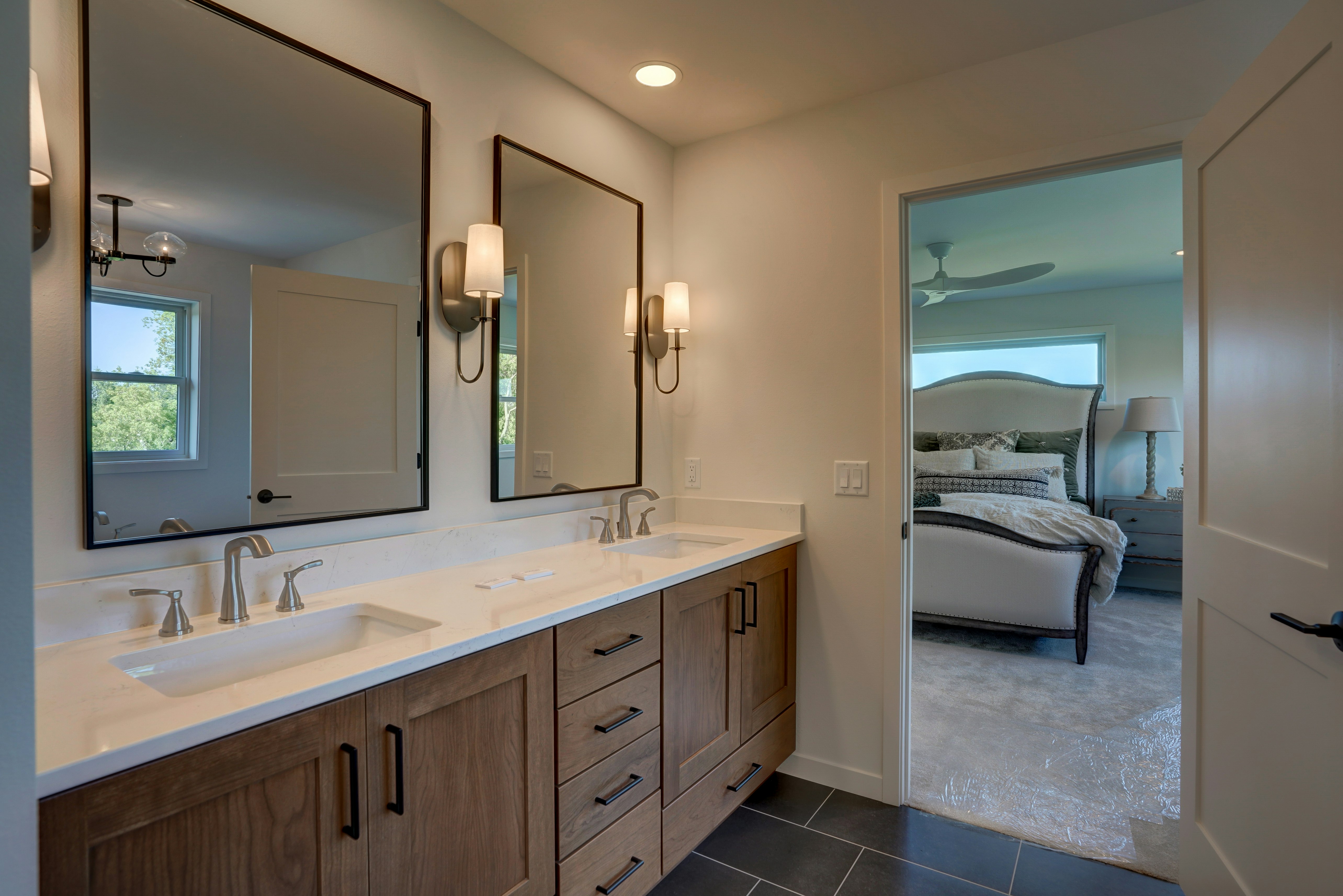 Bathrooms cabinets gallery photo featuring a Lexington, Maple, Wheat finished product.