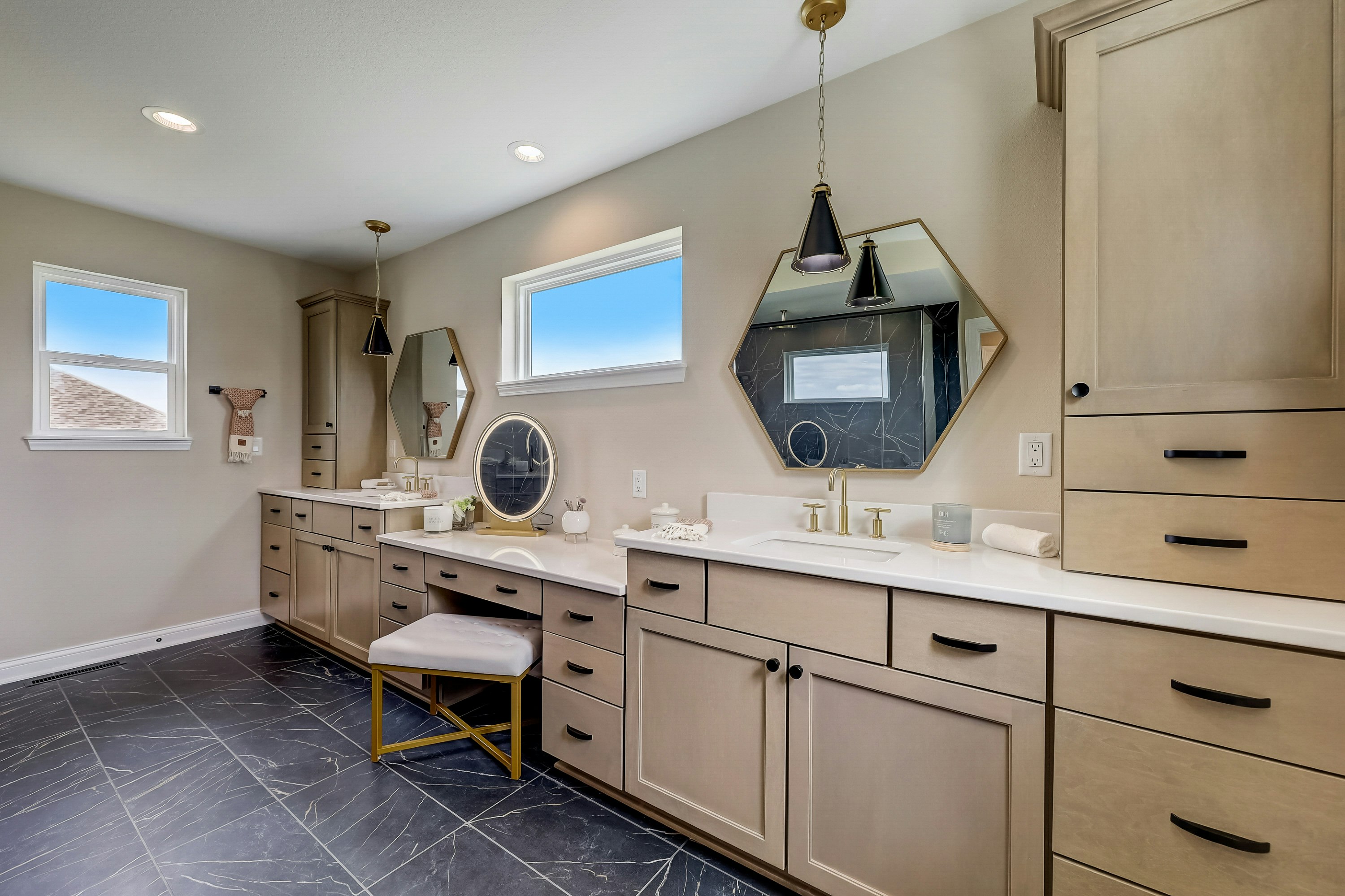 Bathrooms cabinets gallery photo featuring a Dover, Maple, North Pier finished product.