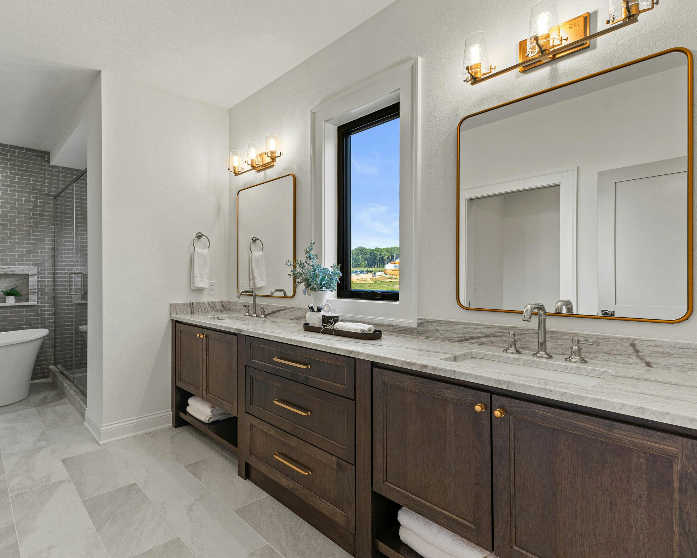 Bathrooms cabinets gallery photo featuring a Chadwick, Hickory, Dusk finished product.