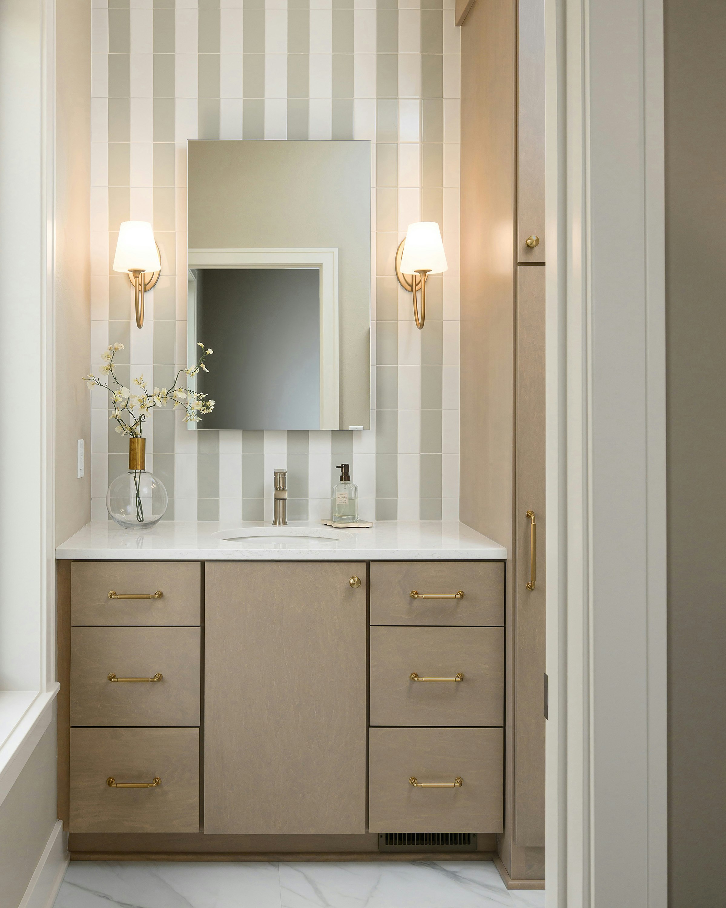 Bathrooms cabinets gallery photo featuring a Townhouse, Maple, North Pier finished product.