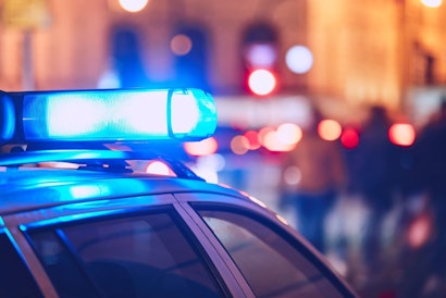 Blue lights on police car