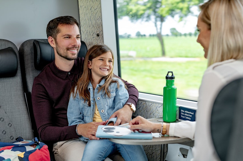 Familj på resa med Öresundståg