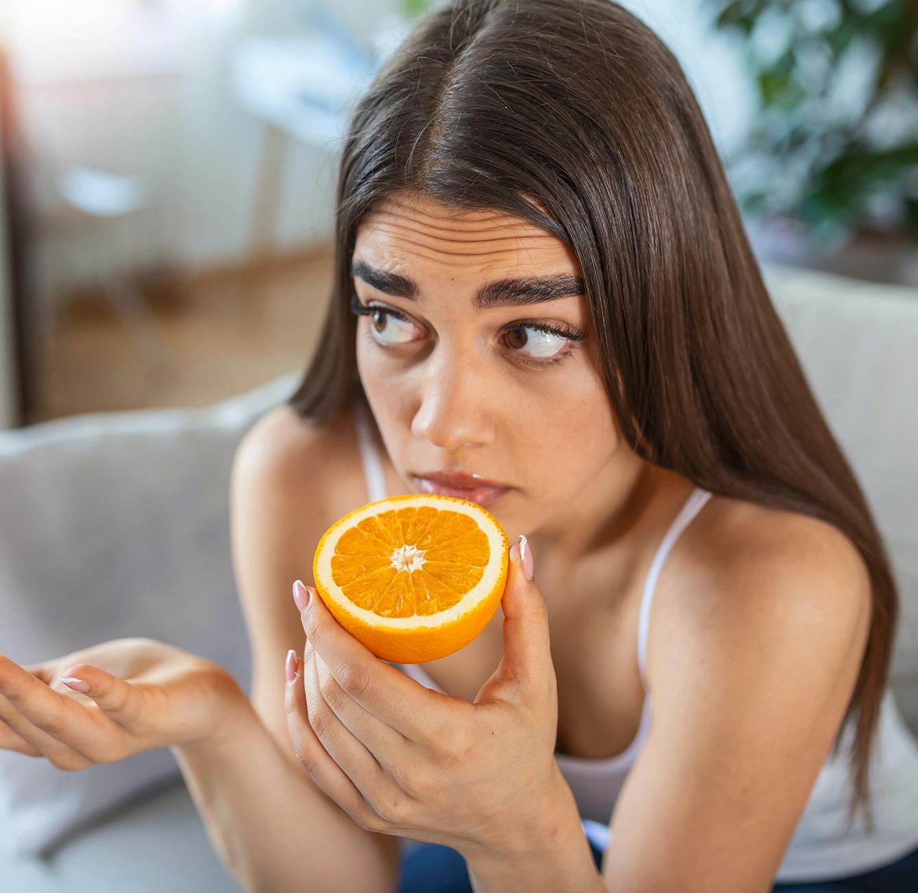 Woman with an orange