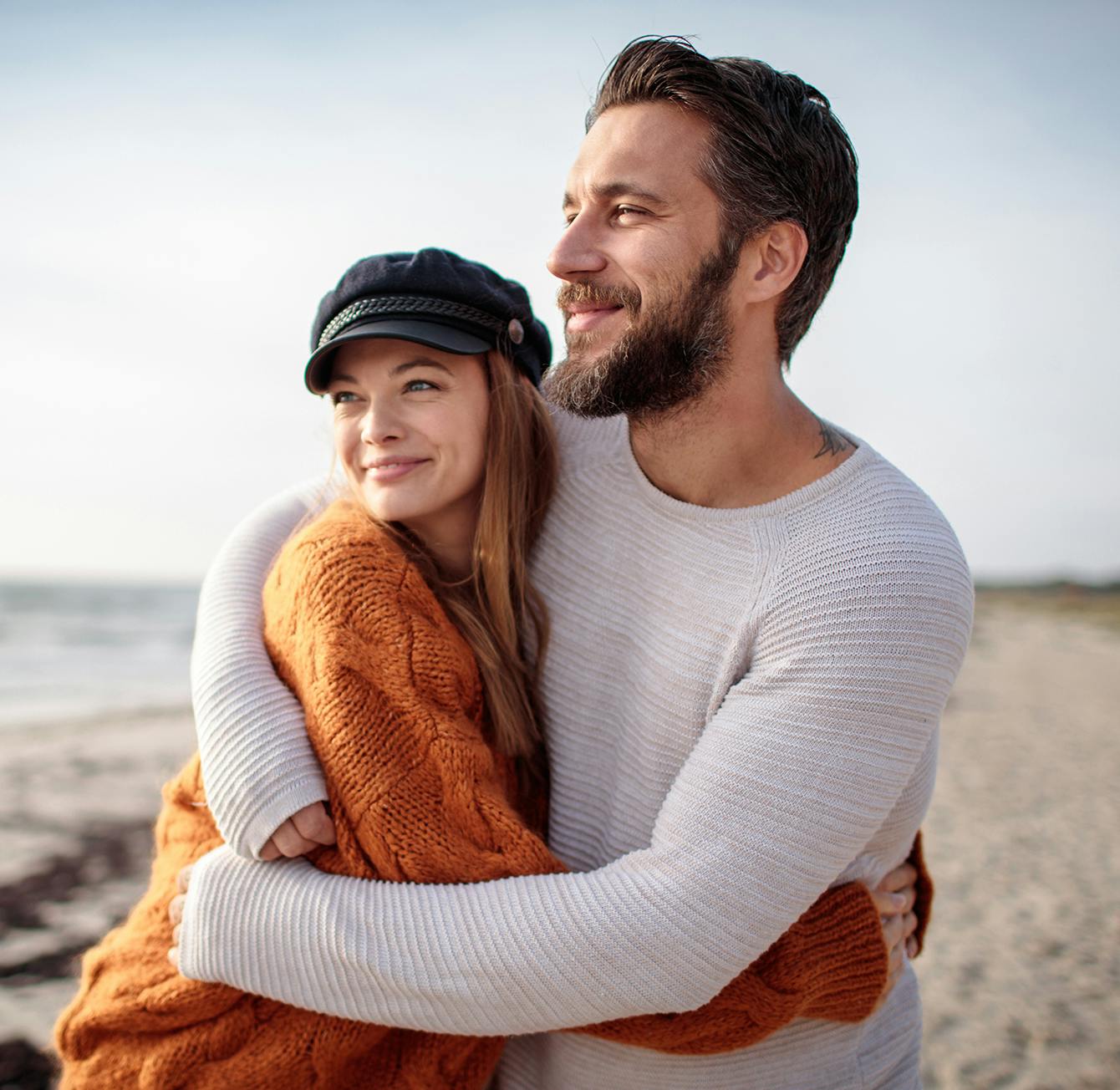 Man and woman hugging