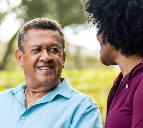 Male smiling at woman