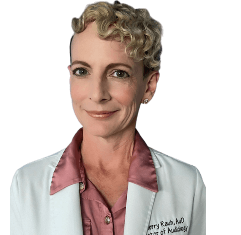 a close up of a woman in a lab coat smiling