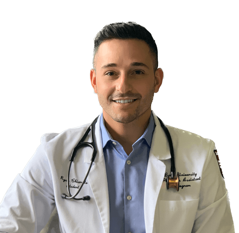 male doctor in white coat and stethoscope