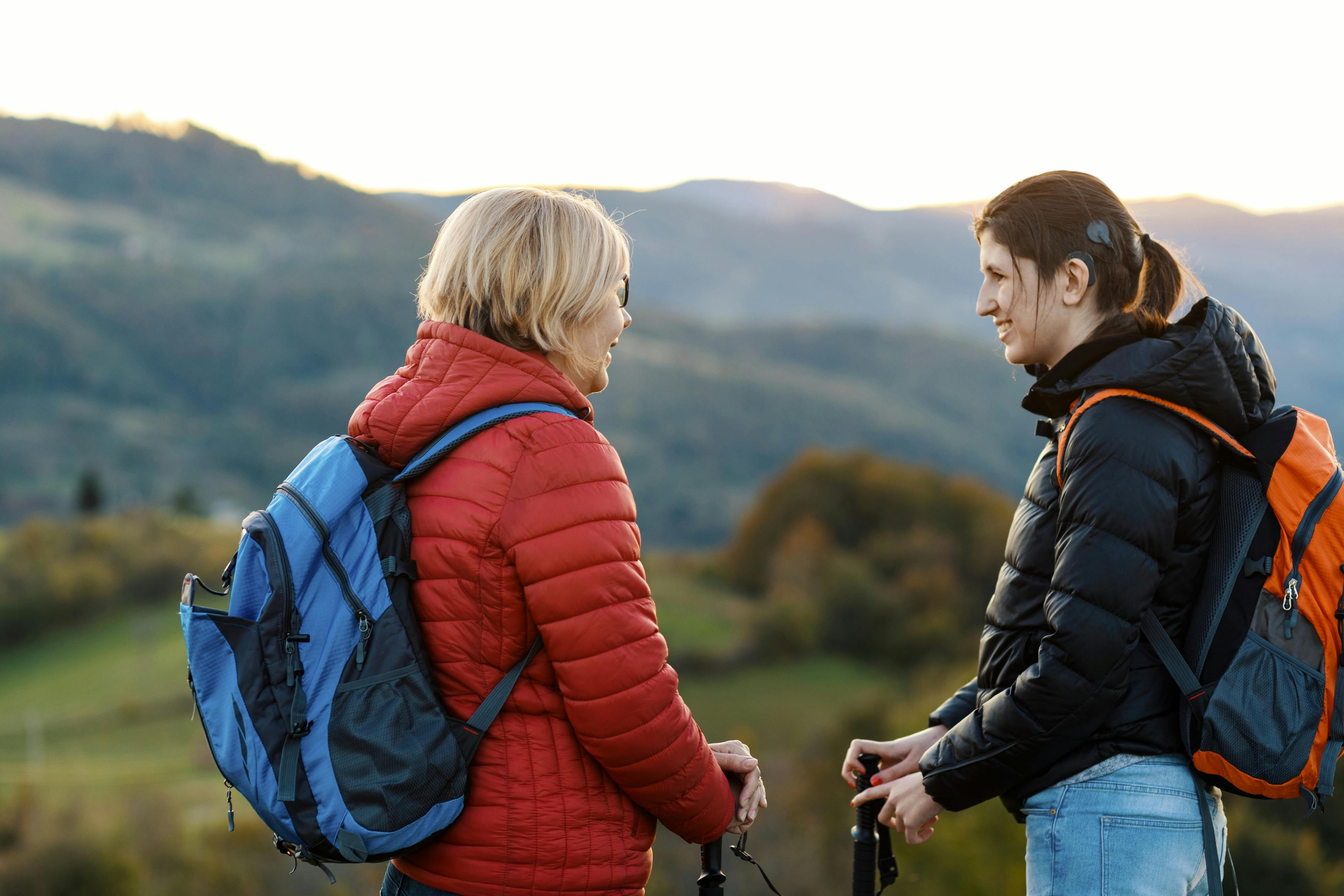 woman with cochlear implant hiking