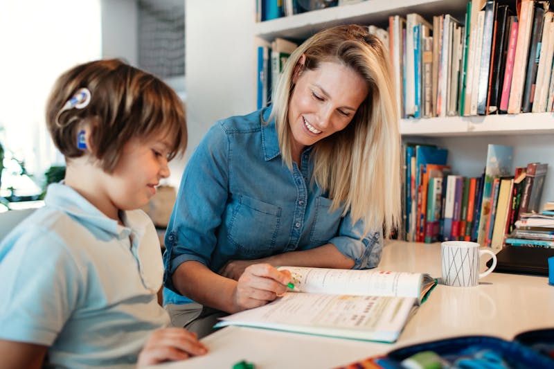 Child wearing a cochlear implant
