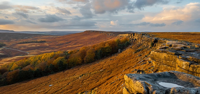 Autumn sunset Stanage Edge Peak District