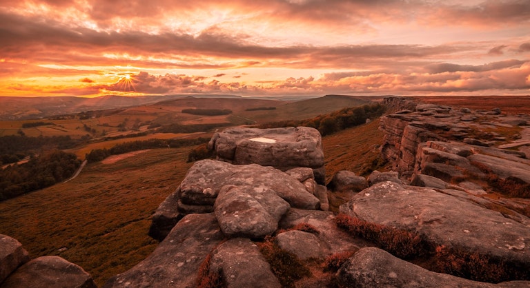 September sunset at Stanage Edge Peak District