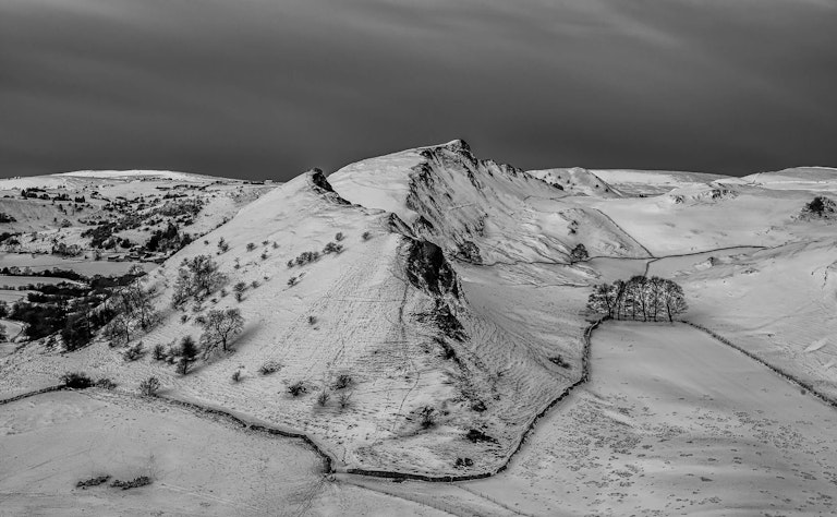 Snowy Winter scene - Parkhouse and Chrome Hills in the Peak District