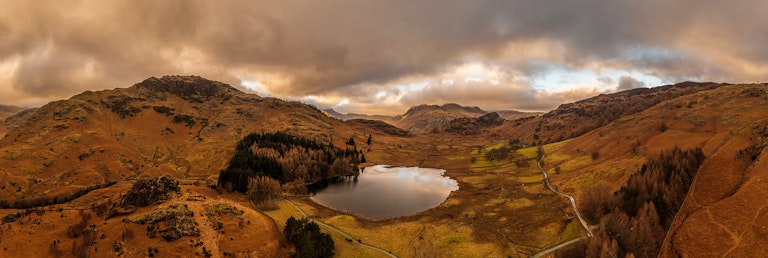 Aerial view of Blea Tarn in the Lake District