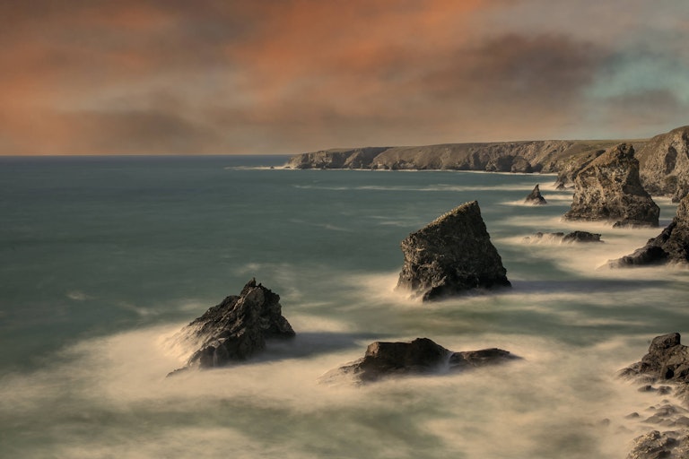 Bedruthan Steps Sunset Cornwall