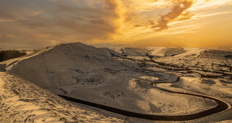 Mam Tor Snowy Scene Sunset