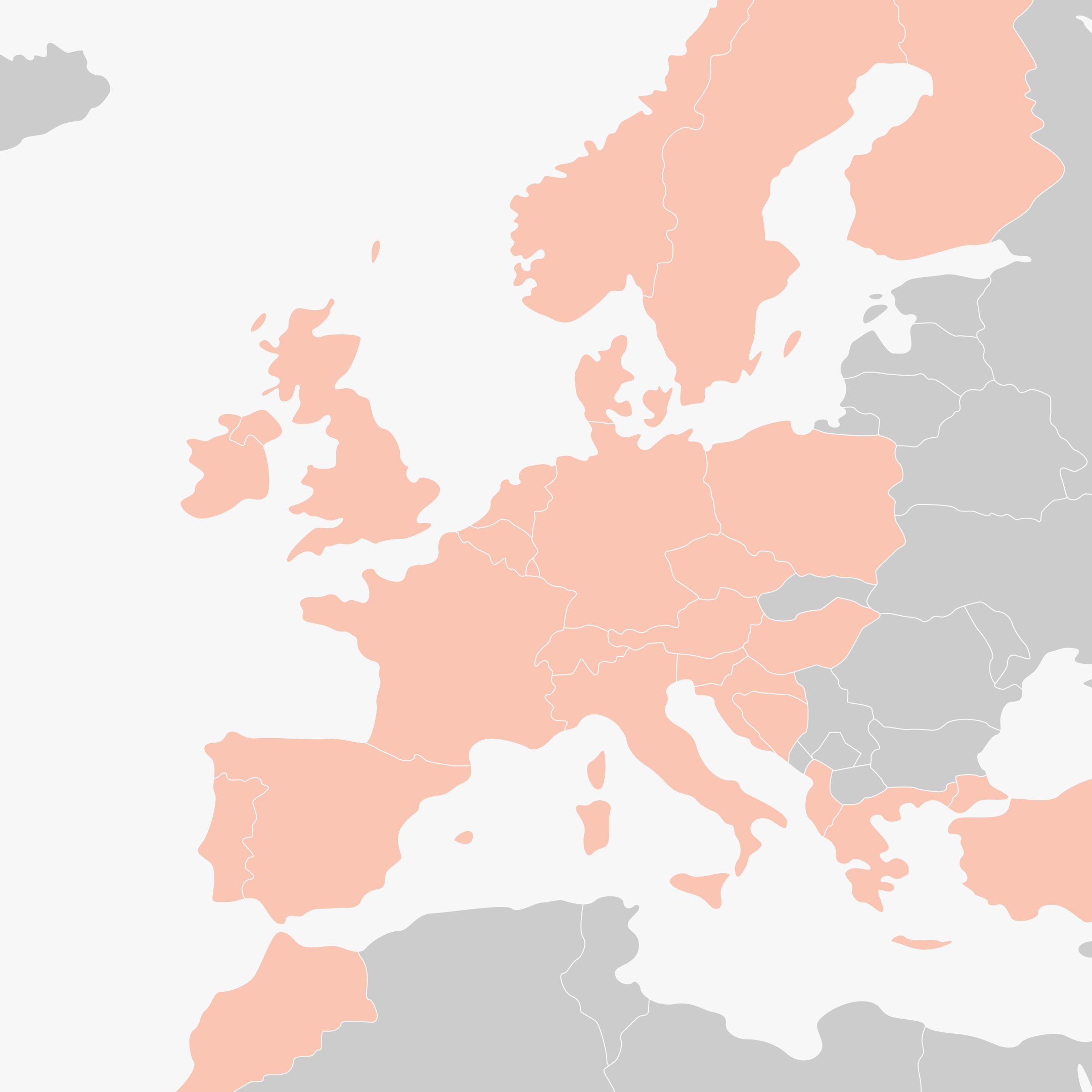 Map of destinations Byway holidays by train and ferry Europe
