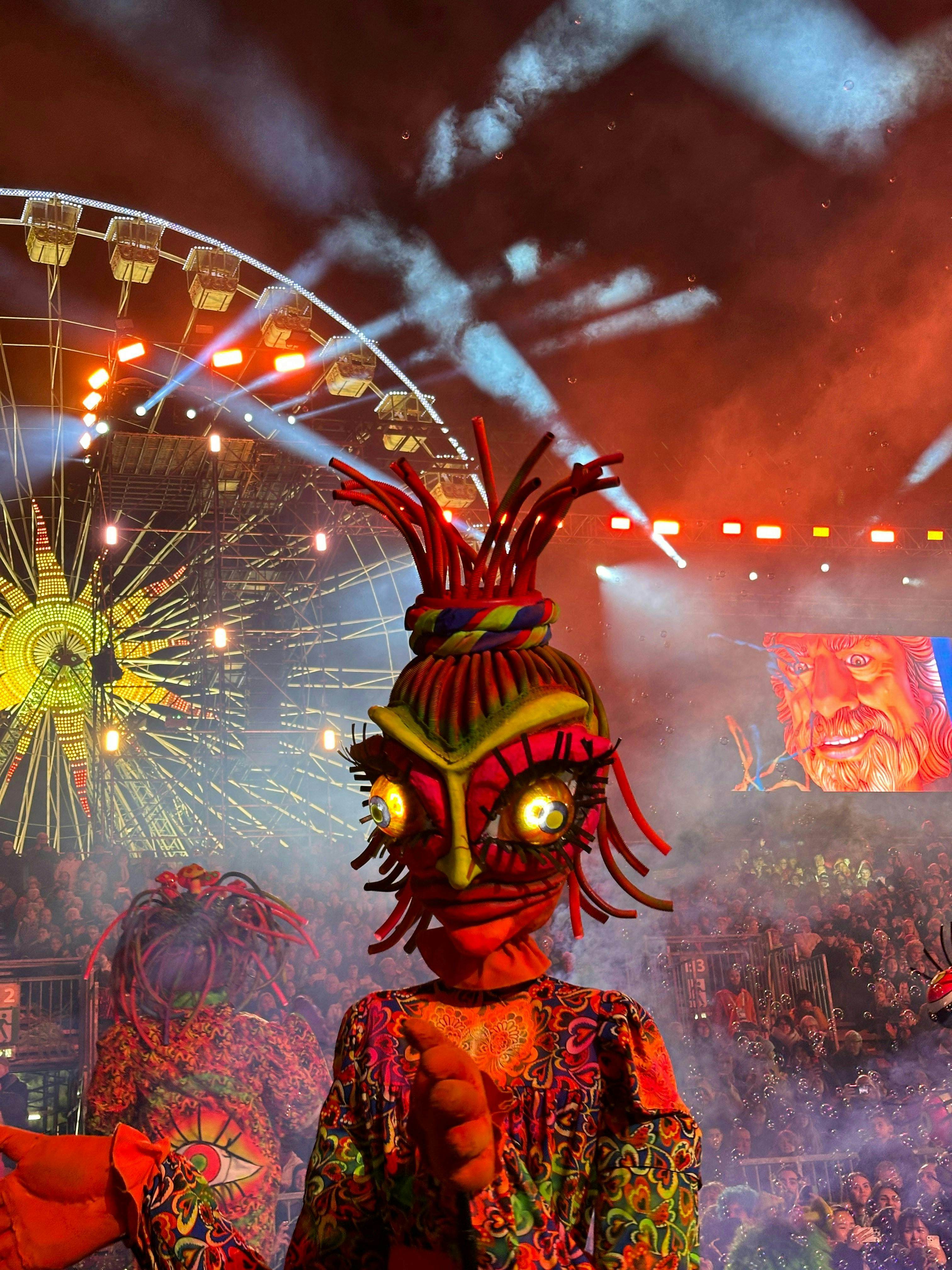 Red alien float at Nice carnival parade