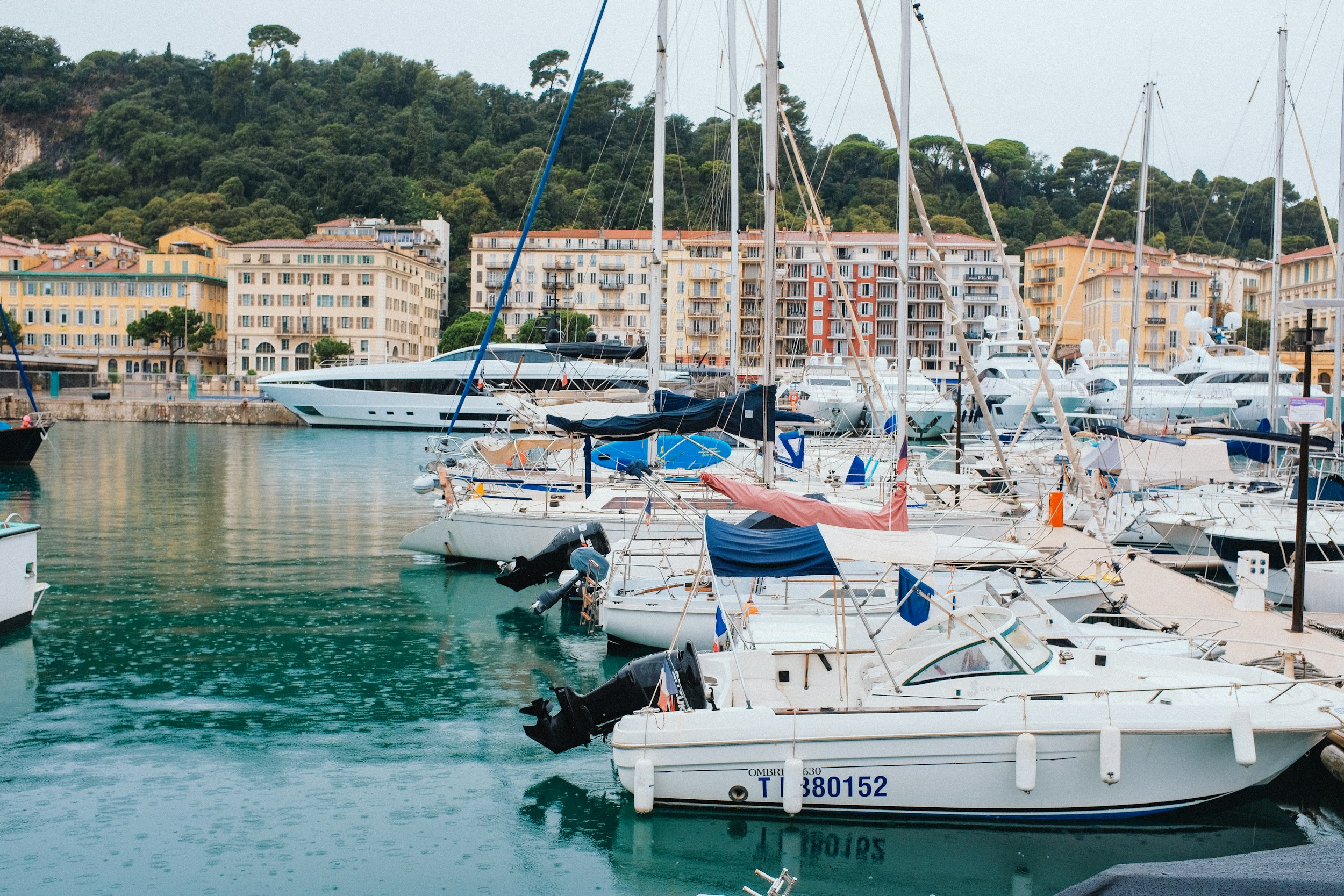 A harbor filled with lots of white boats